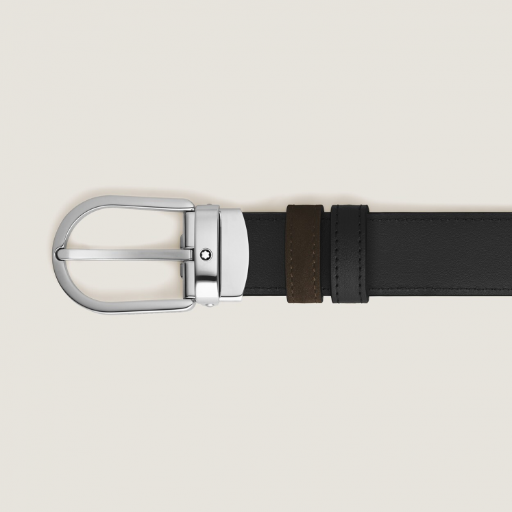 Ceinture réversible à boucle fer à cheval de 30 mm en cuir marron/noir