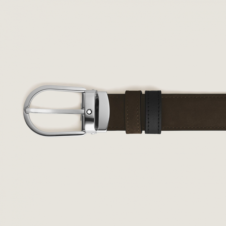 Ceinture réversible à boucle fer à cheval de 30 mm en cuir marron/noir