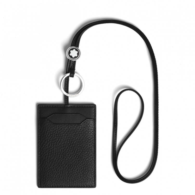 Porte-Cartes 3cc avec Lani&egrave;re en Cuir Grain&eacute;