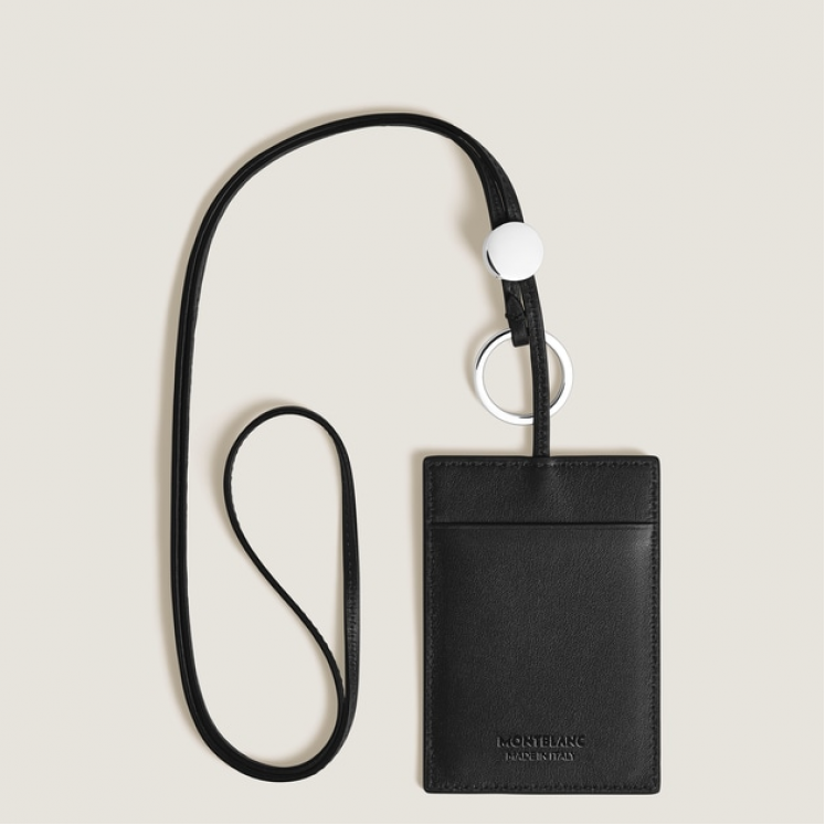 Porte-Cartes 3cc avec Lanière en Cuir Grainé