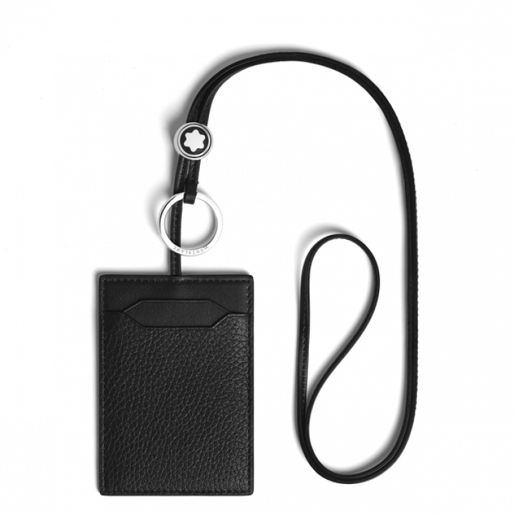 Porte-Cartes 3cc avec Lanière en Cuir Grainé