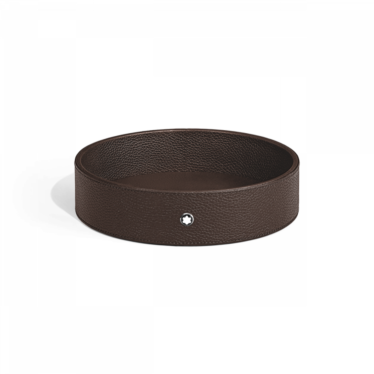 Grand Plateau de Bureau Rond en Cuir Grain&eacute;