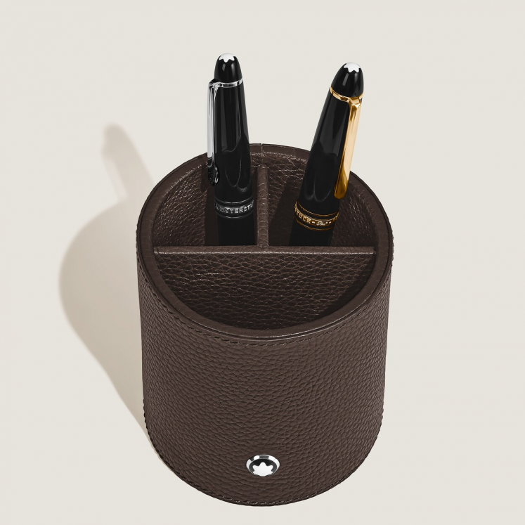 Porte-Stylos de Bureau en Cuir Grainé