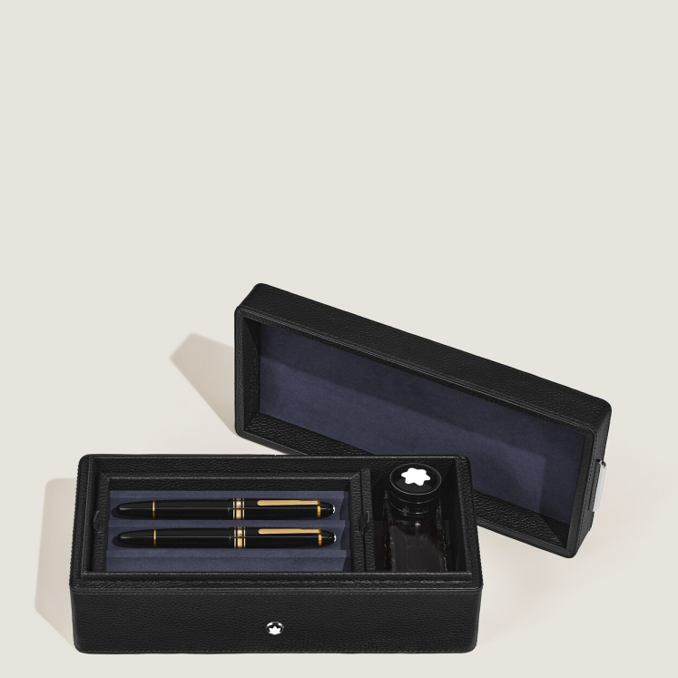 Boîte à Stylos en Cuir Grainé
