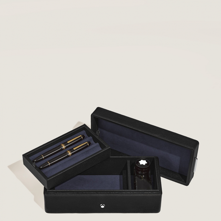 Boîte à Stylos en Cuir Grainé