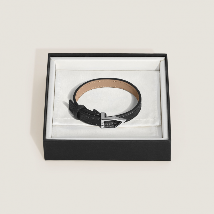 Bracelet Plume Simple en Cuir Grainé