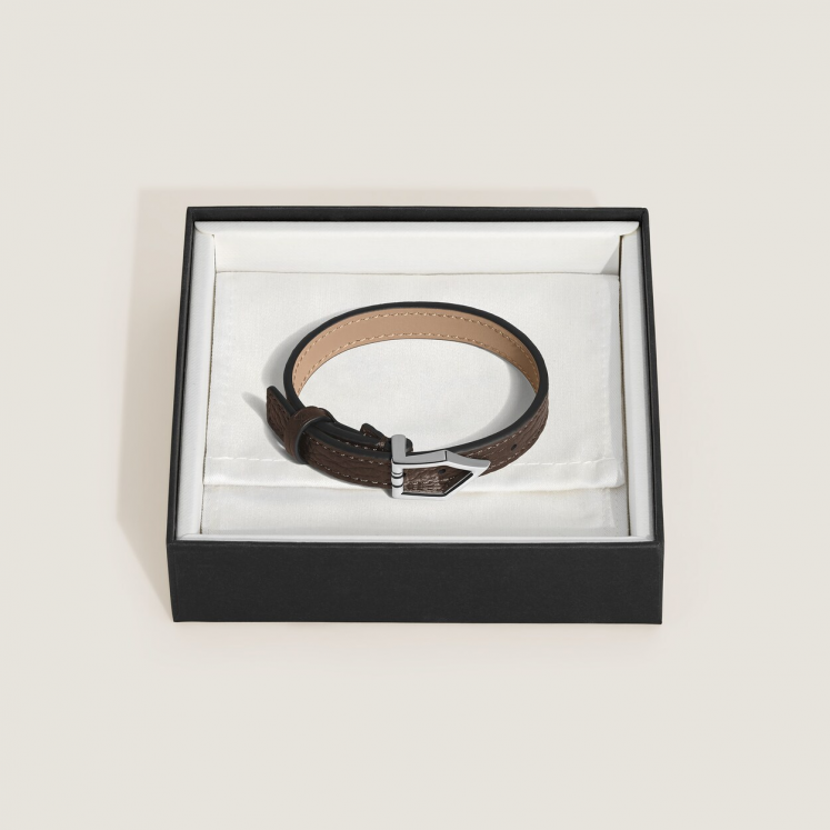 Bracelet Plume Simple en Cuir Grainé