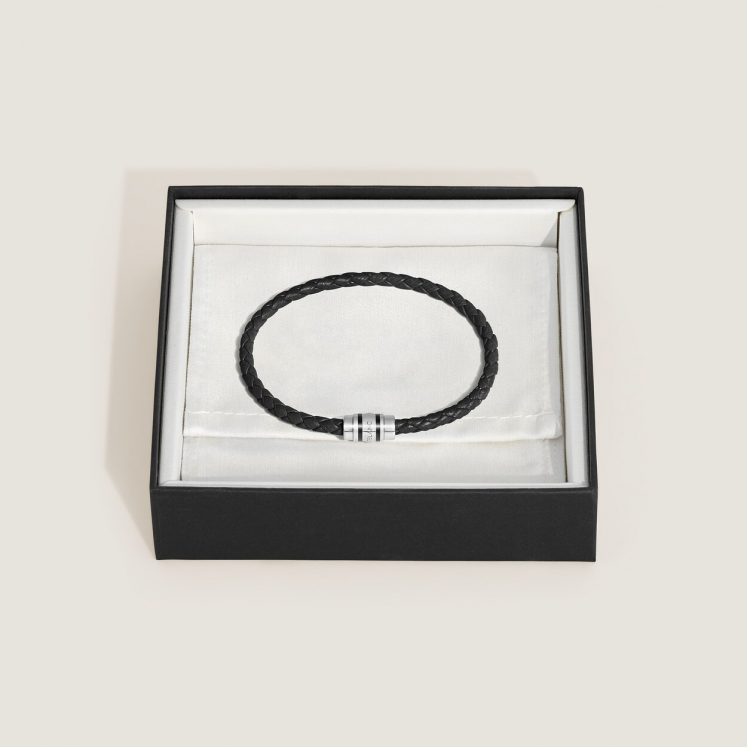 Bracelet 3 Anneaux en Cuir Grainé