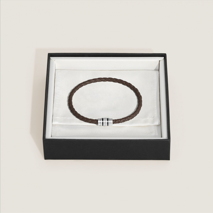 Bracelet 3 Anneaux en Cuir Grainé