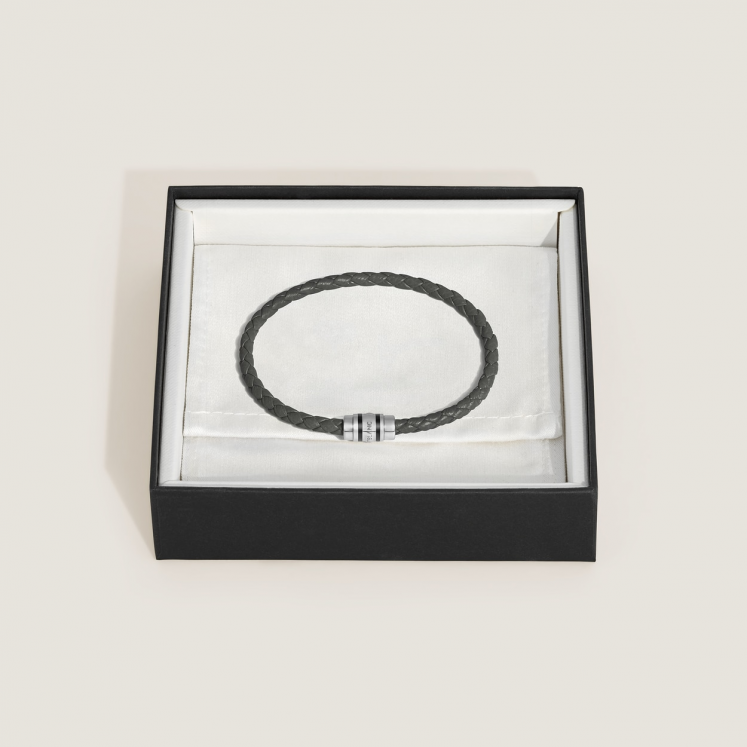Bracelet 3 Anneaux en Cuir Grainé