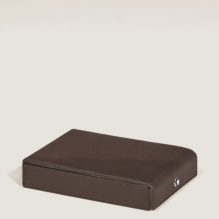 Coffret de Voyage pour 4 Instruments d’Écriture en Cuir Grainé