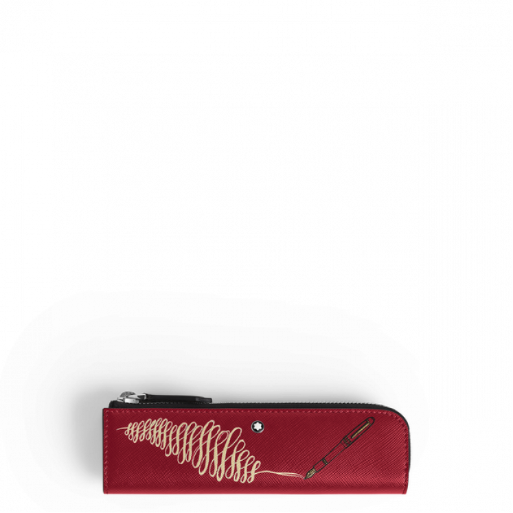 Étui pour 1 Instrument d'Écriture Zippé Année du Cheval en Cuir Sartorial