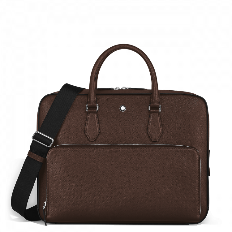 Porte-Documents Moyen Mod&egrave;le avec Poche en Cuir Sartorial