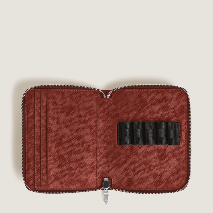 Étui pour 5 Instruments d'Écriture Zippé en Cuir Sartorial