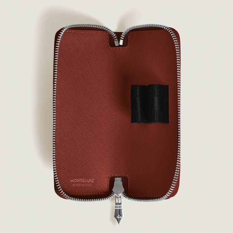 Étui pour 2 Instruments d'Écriture Zippé en Cuir Sartorial