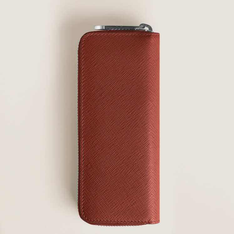 Étui pour 2 Instruments d'Écriture Zippé en Cuir Sartorial