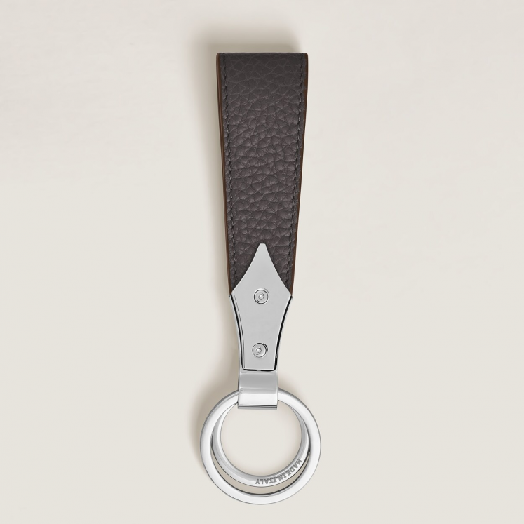 Porte-Clés Plume Boucle en Cuir Grainé