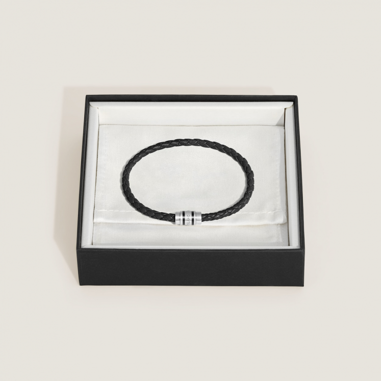 Bracelet 3 Anneaux en Cuir Grainé S